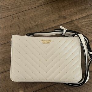 Victoria's Secret Ivory Quilted Crossbody Bag